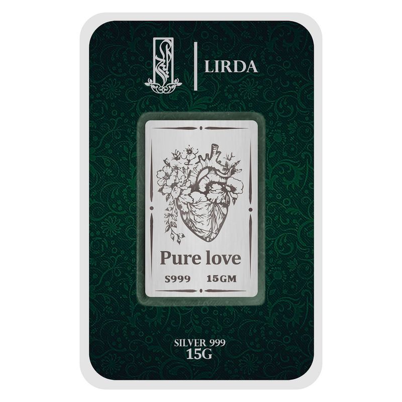 شمش نقره لیردا طرح قلب و گل کد 999 15 pure love