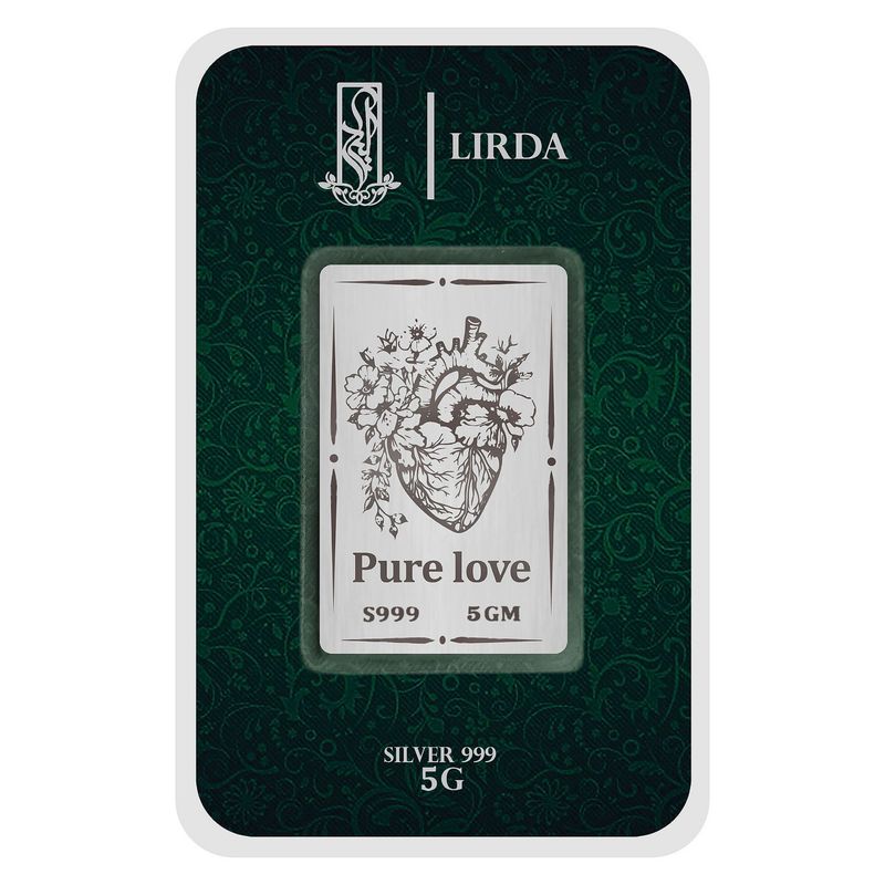 شمش نقره لیردا طرح قلب و گل کد 999 5 pure love