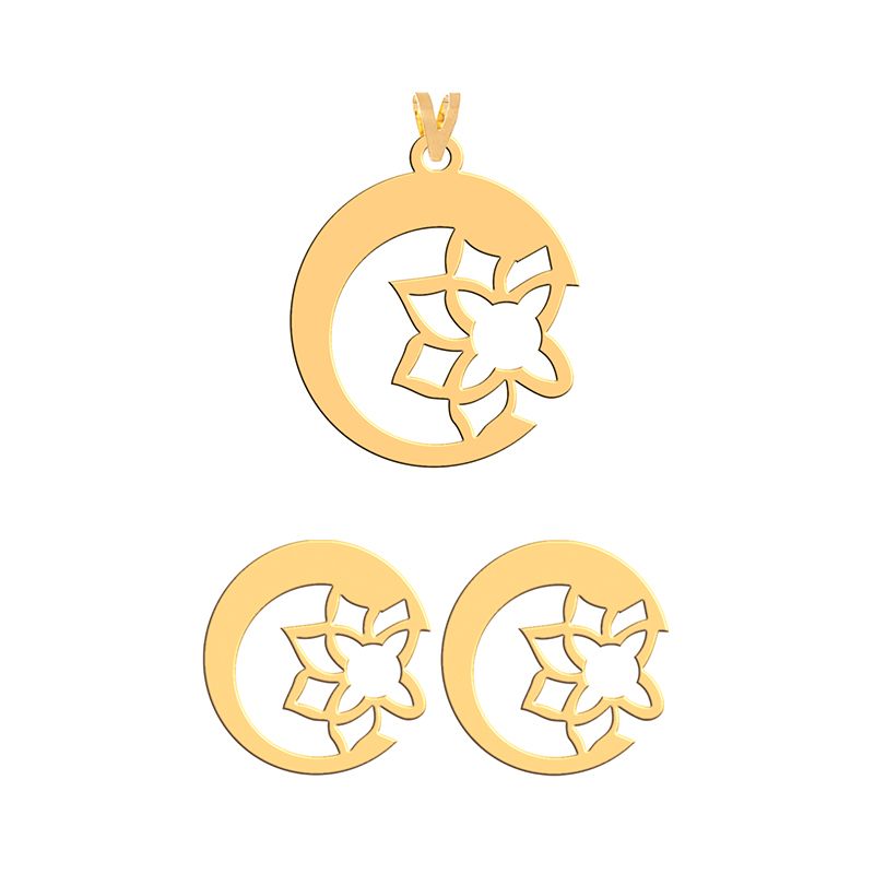 نیم ست طلا 18 عیار زنانه فرشته طرح گل whsl 000207