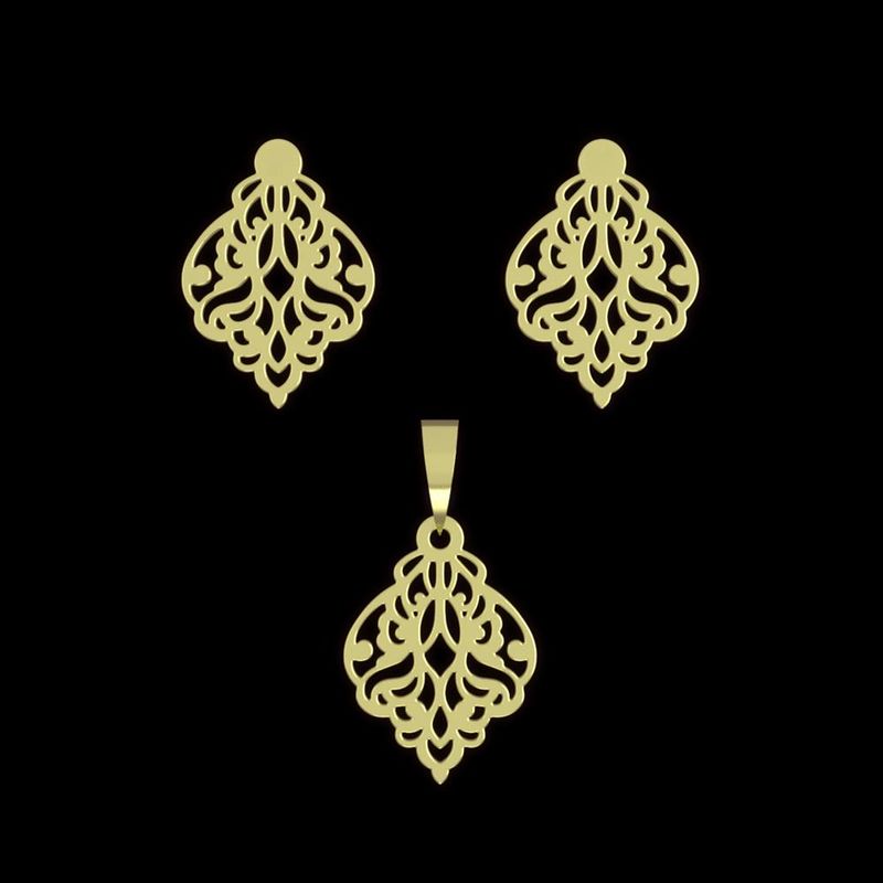 نیم ست طلا 18 عیار زنانه مدوپد مدل اسلیمی کد na15310