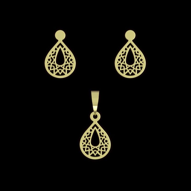 نیم ست طلا 18 عیار زنانه مدوپد مدل اشک اسلیمی کد na10565