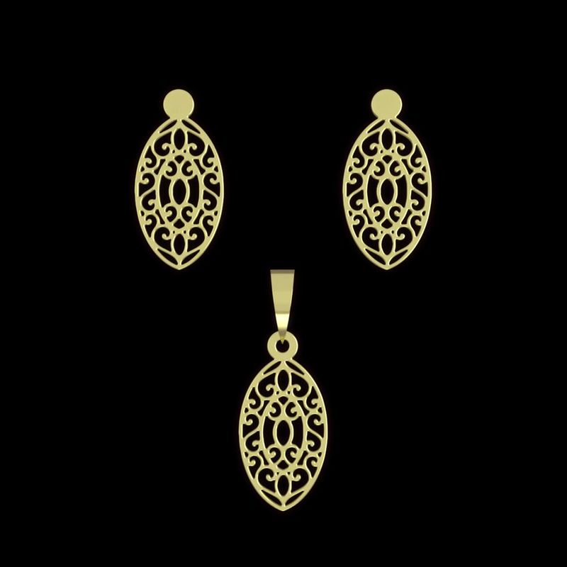 نیم ست طلا 18 عیار زنانه مدوپد مدل هندسی کد na11376
