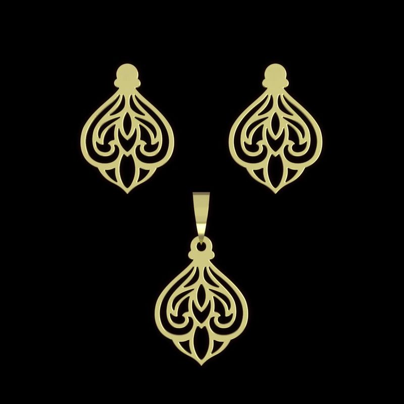 نیم ست طلا 18 عیار زنانه مدوپد مدل هندسی کد na15187