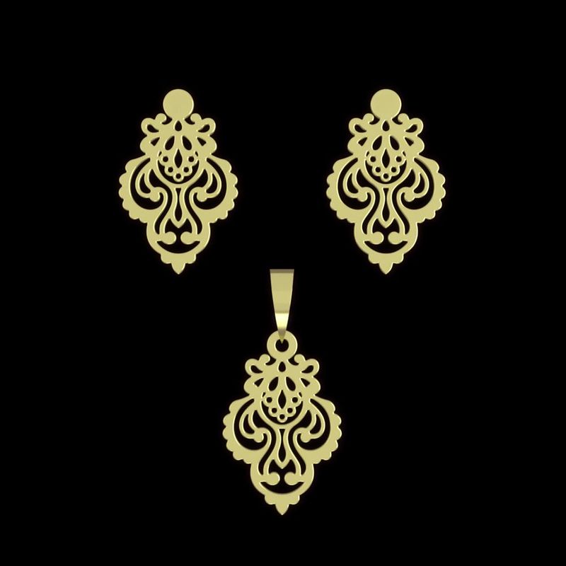 نیم ست طلا 18 عیار زنانه مدوپد مدل هندسی کد na15190