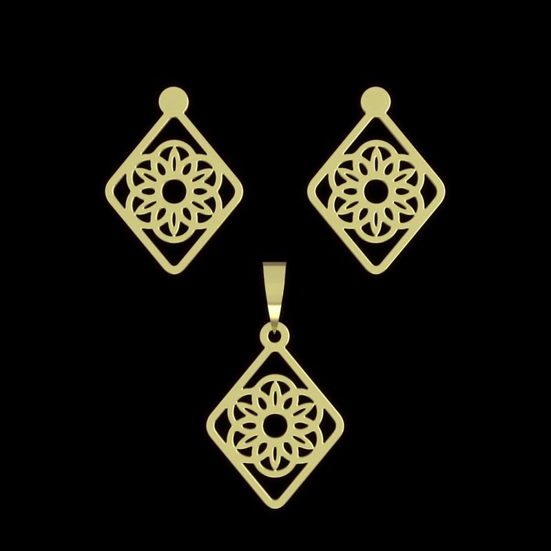 نیم ست طلا 18 عیار زنانه مدوپد مدل گل هندسی کد na12066
