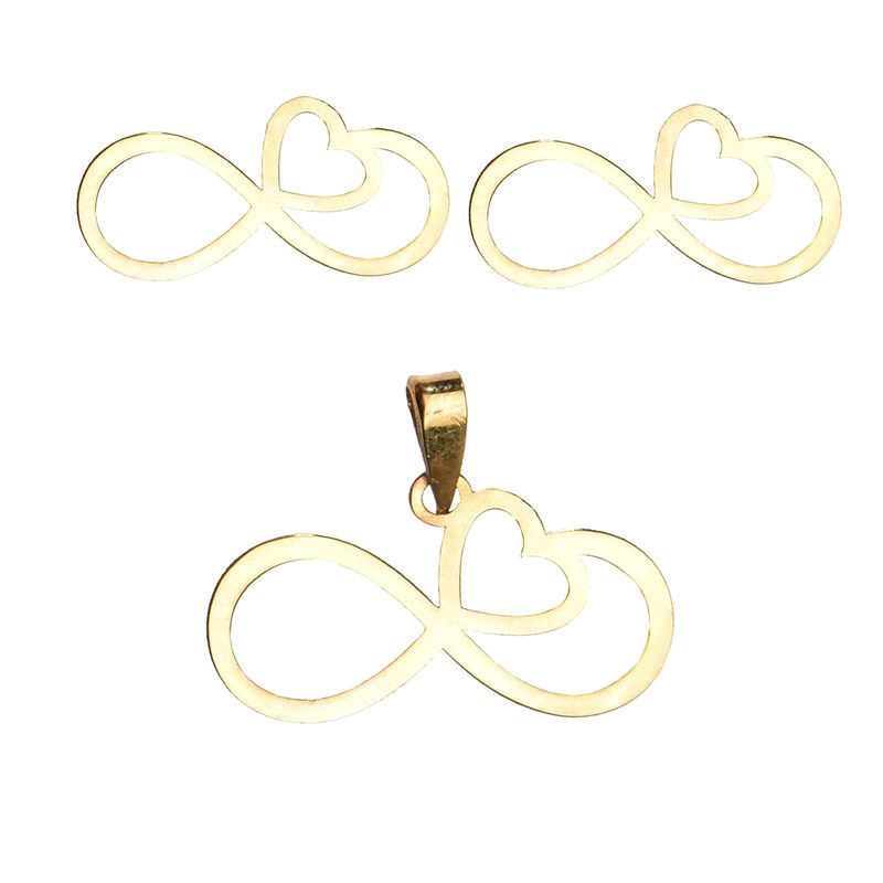 نیم ست طلا 18 عیار زنانه کرابو طرح قلب بینهایت مدل kr8004