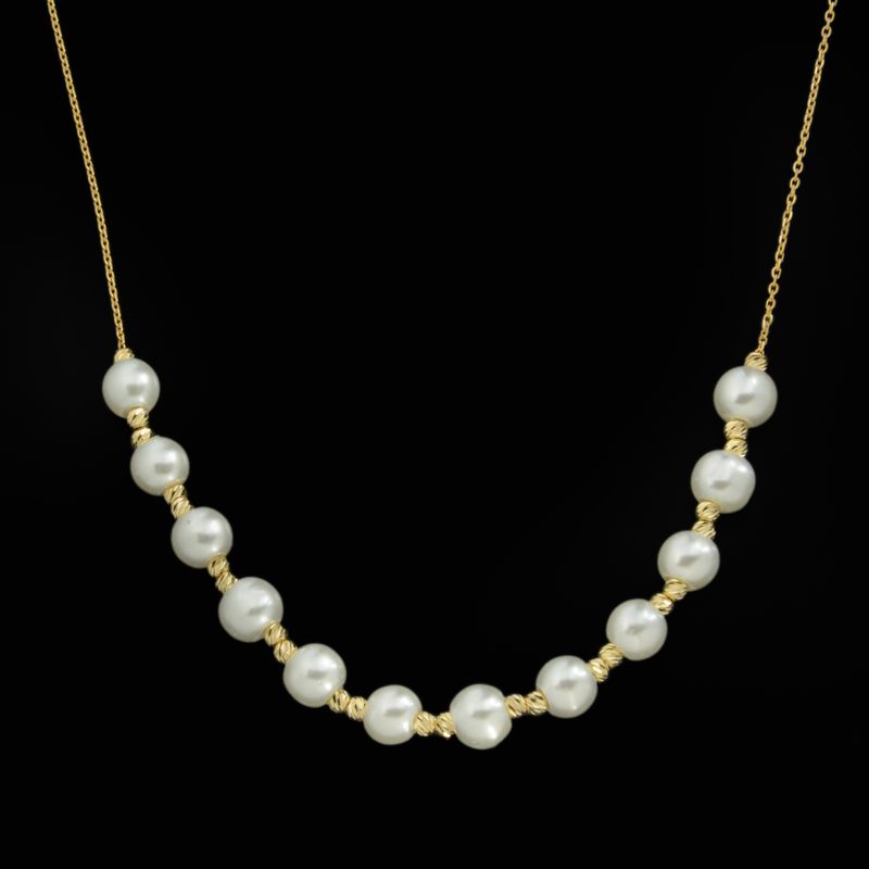 گردنبند طلا 18 عیار زنانه طلای مستجابی مدل مروارید کد 670162