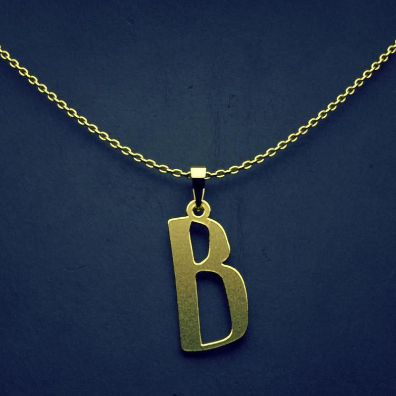 گردنبند طلا 18 عیار زنانه گالری طلا توسطی مدل حرف b کد 4998b9