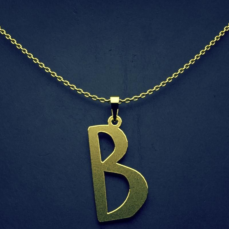 گردنبند طلا 18 عیار زنانه گالری طلا توسطی مدل حرف b کد 578b0e
