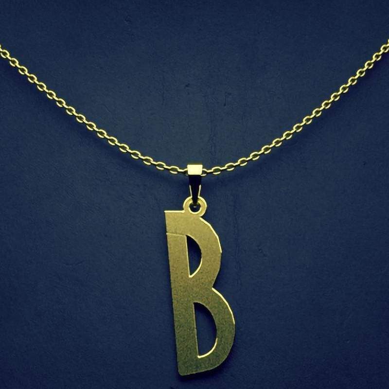 گردنبند طلا 18 عیار زنانه گالری طلا توسطی مدل حرف b کد 6995fc