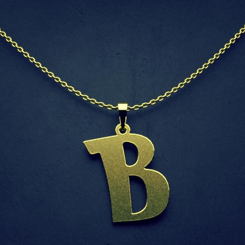 گردنبند طلا 18 عیار زنانه گالری طلا توسطی مدل حرف b کد 69db39