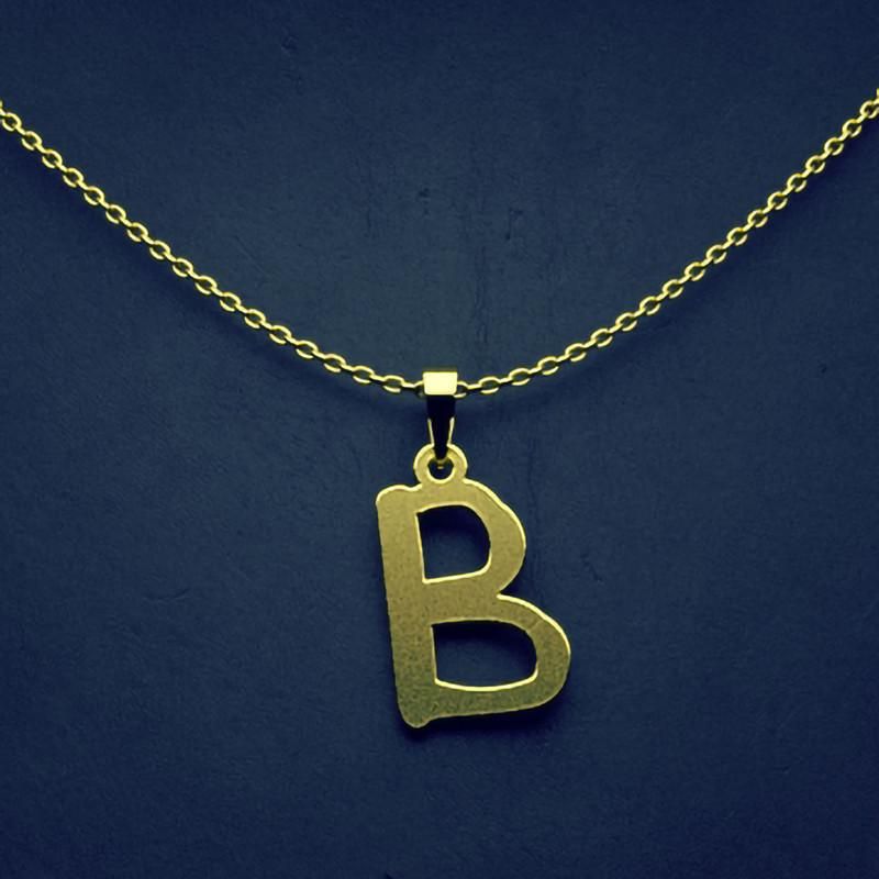گردنبند طلا 18 عیار زنانه گالری طلا توسطی مدل حرف b کد 801b4e