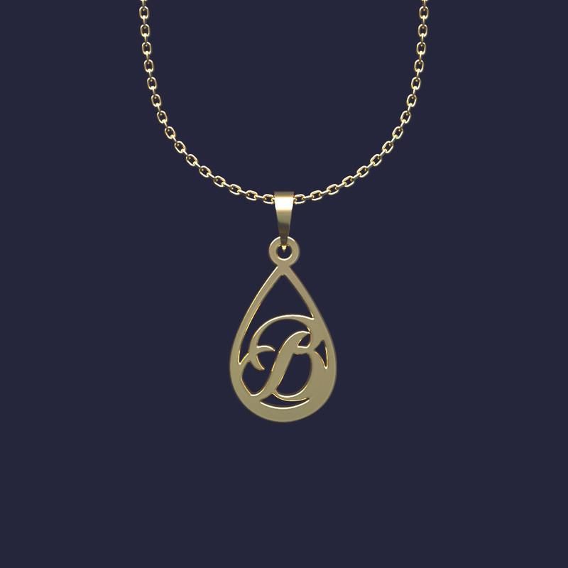 گردنبند طلا 18 عیار زنانه گالری طلا توسطی مدل حرف b کد 8cb2cb
