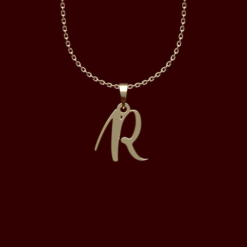 گردنبند طلا 18 عیار زنانه گالری طلا توسطی مدل حرف r کد 03844d