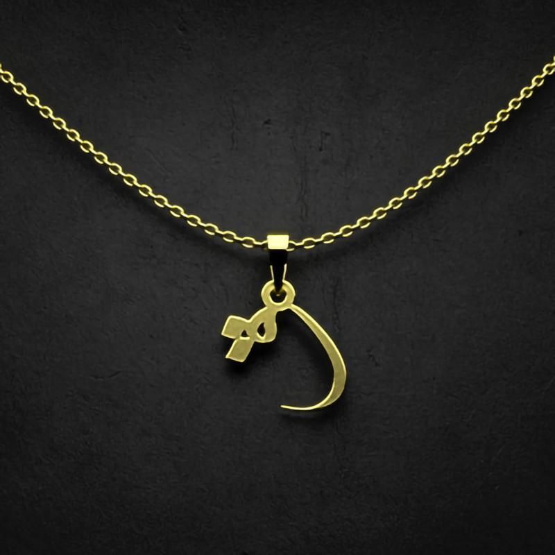 گردنبند طلا 18 عیار زنانه گالری طلا توسطی مدل حرف ق کد 94e5c7