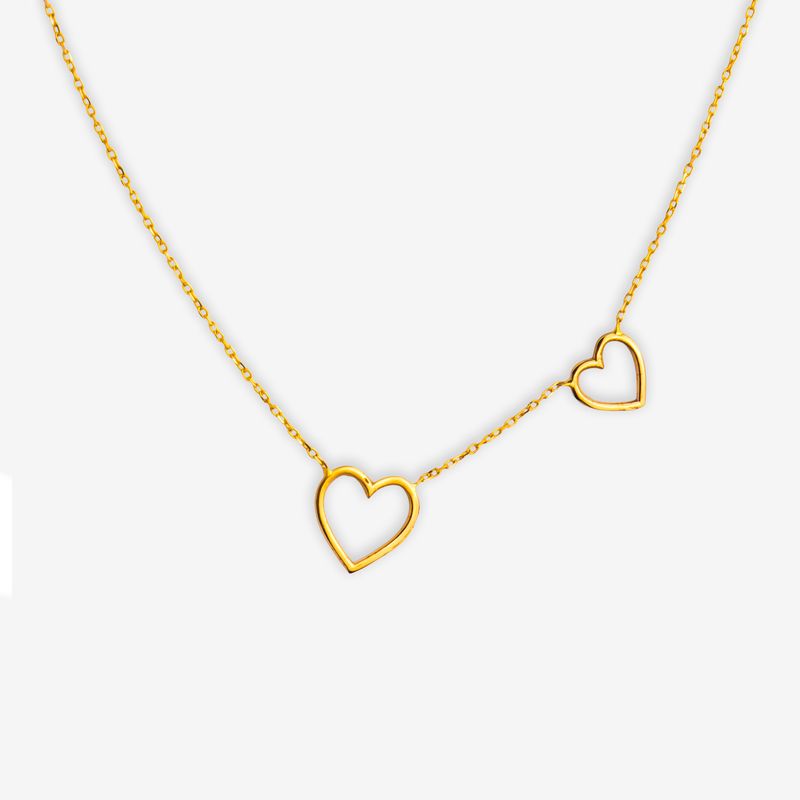 گردنبند طلا کم اجرت 18 عیار زنانه با زنجیر حلقه‌ای (فلامینگو) گالری طلای ده مدل قلب کد 59
