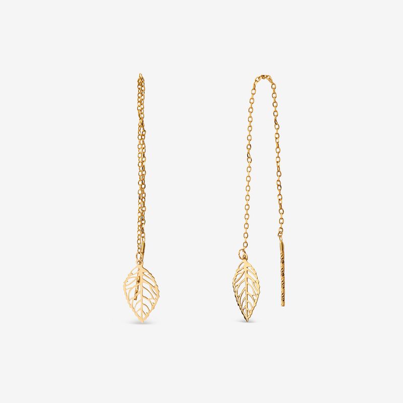 گوشواره بخیه‌ای طلا کم اجرت  18 عیار زنانه نگین مدل 106