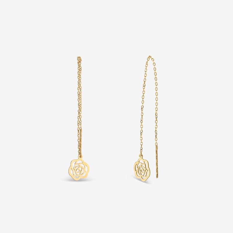 گوشواره بخیه‌ای طلا کم اجرت  18 عیار زنانه نگین مدل 109