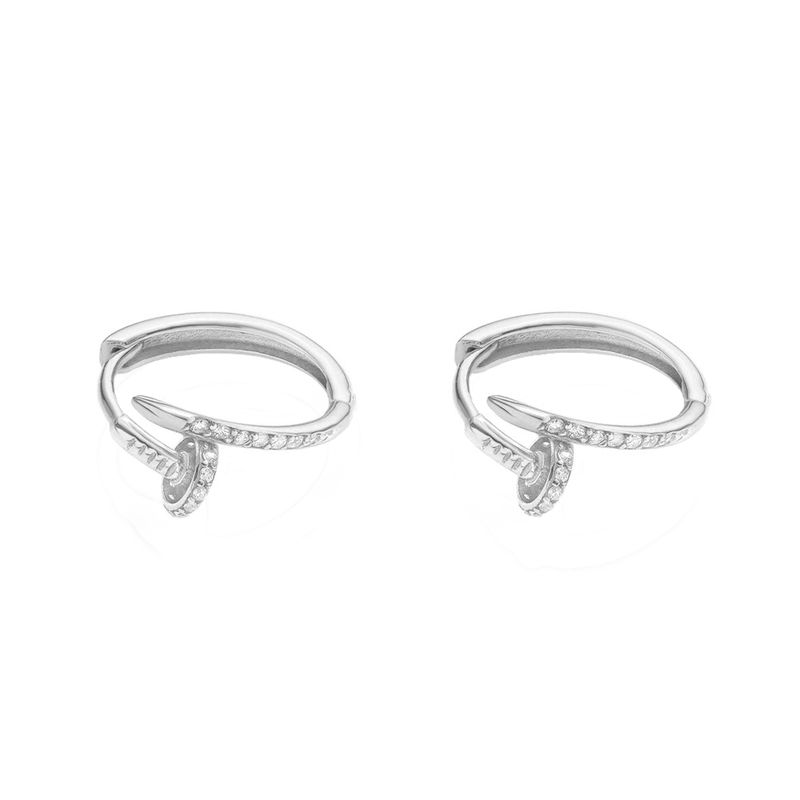 گوشواره حلقه ای طلا 18 عیار زنانه ماوی گالری مدل میخ نگین دار