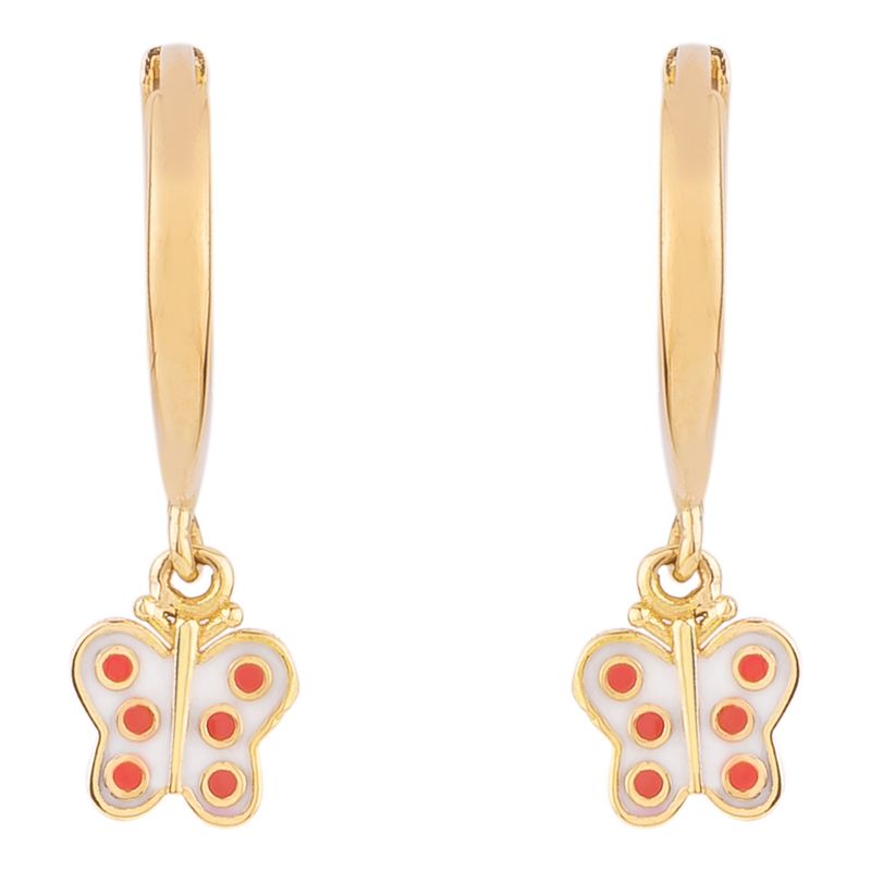 گوشواره حلقه ای طلا 18 عیار زنانه کیا گالری مدل پروانه حلقه ای کد em406