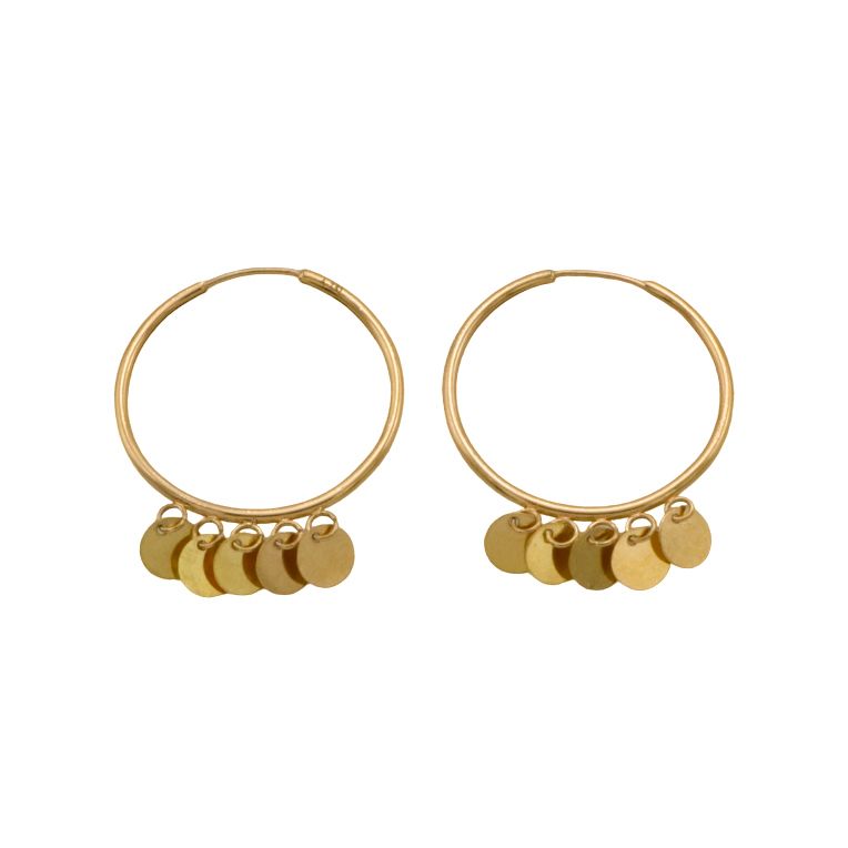 گوشواره حلقه ای طلا 18 عیار زنانه گالری رحمانی مدل پولکی کد 02