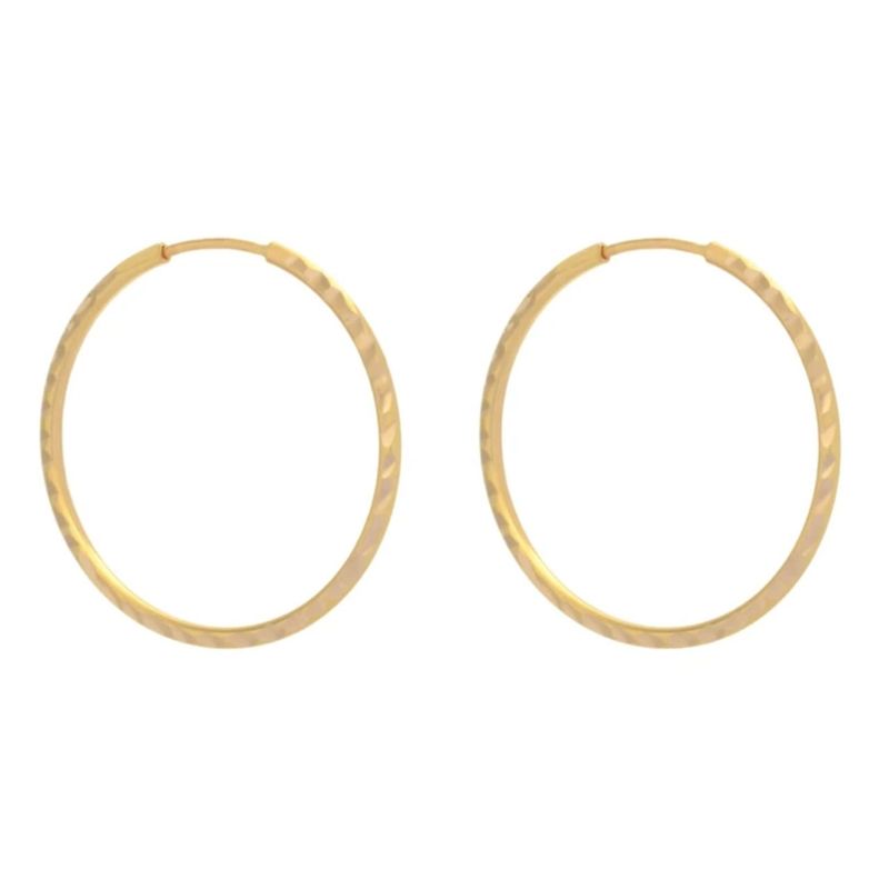 گوشواره حلقه‌ای طلا کم اجرت  18 عیار زنانه طلا و شمش برلیان مدل آینه ای تراش