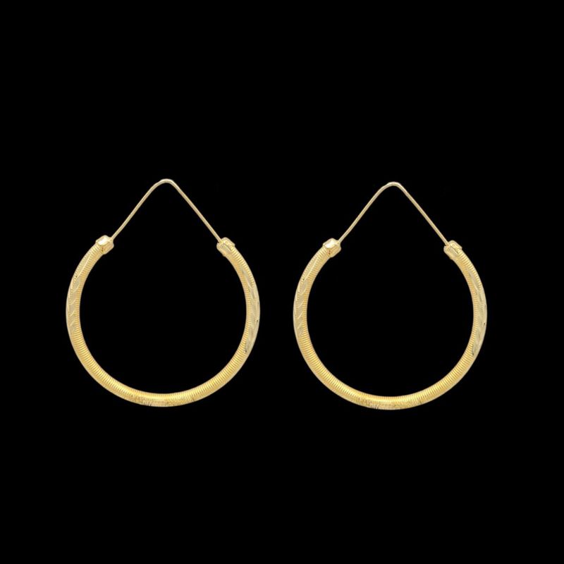 گوشواره حلقه‌ای طلا کم اجرت  18 عیار زنانه طلا و شمش برلیان مدل شنی 13