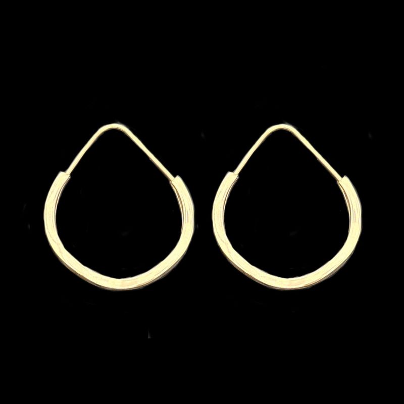 گوشواره حلقه‌ای طلا کم اجرت  18 عیار زنانه طلا و شمش برلیان مدل موجی آینه ای
