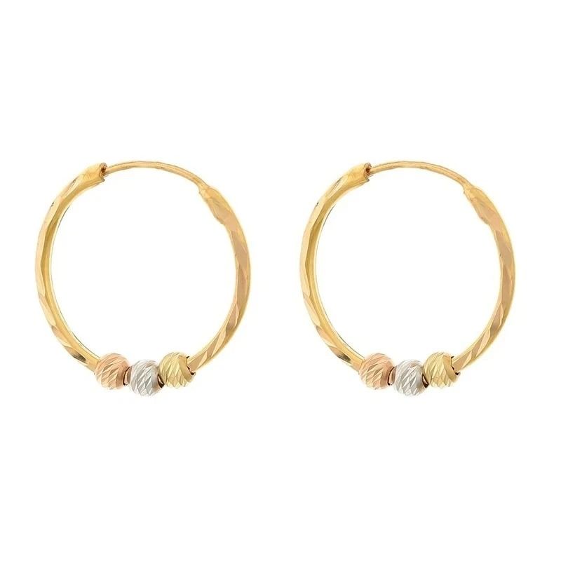 گوشواره حلقه‌ای طلا کم اجرت  18 عیار زنانه طلای صداقت مدل البرناردو سه گوی