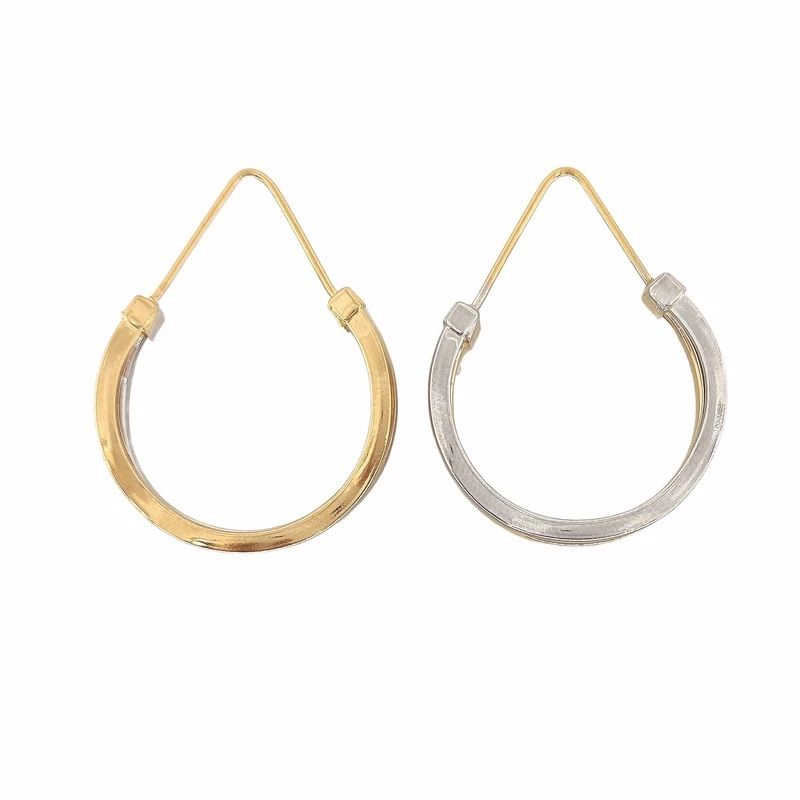 گوشواره حلقه‌ای طلا کم اجرت  18 عیار زنانه طلای علیمحمدی مدل دوبل کد als809