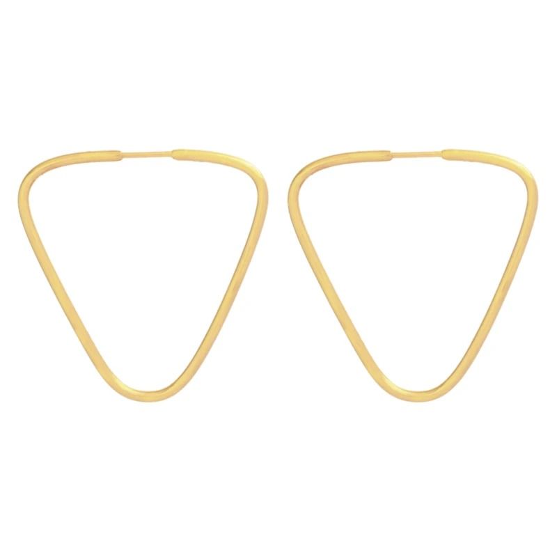 گوشواره حلقه‌ای طلا کم اجرت  18 عیار زنانه طلای مستجابی مدل مثلث کد 3