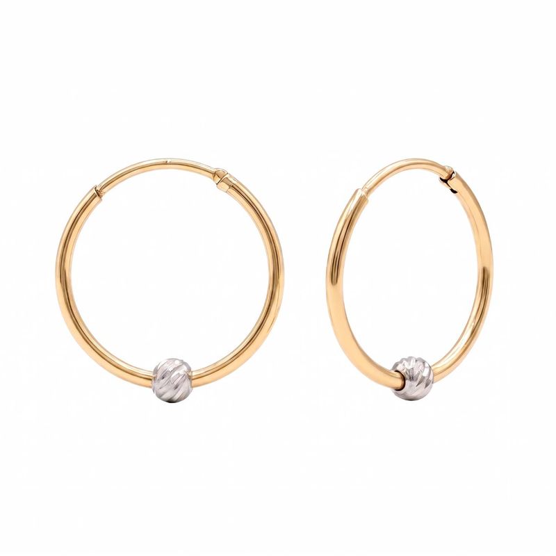 گوشواره حلقه‌ای طلا کم اجرت  18 عیار زنانه ناریا مدل  تک گوی  کد t 23