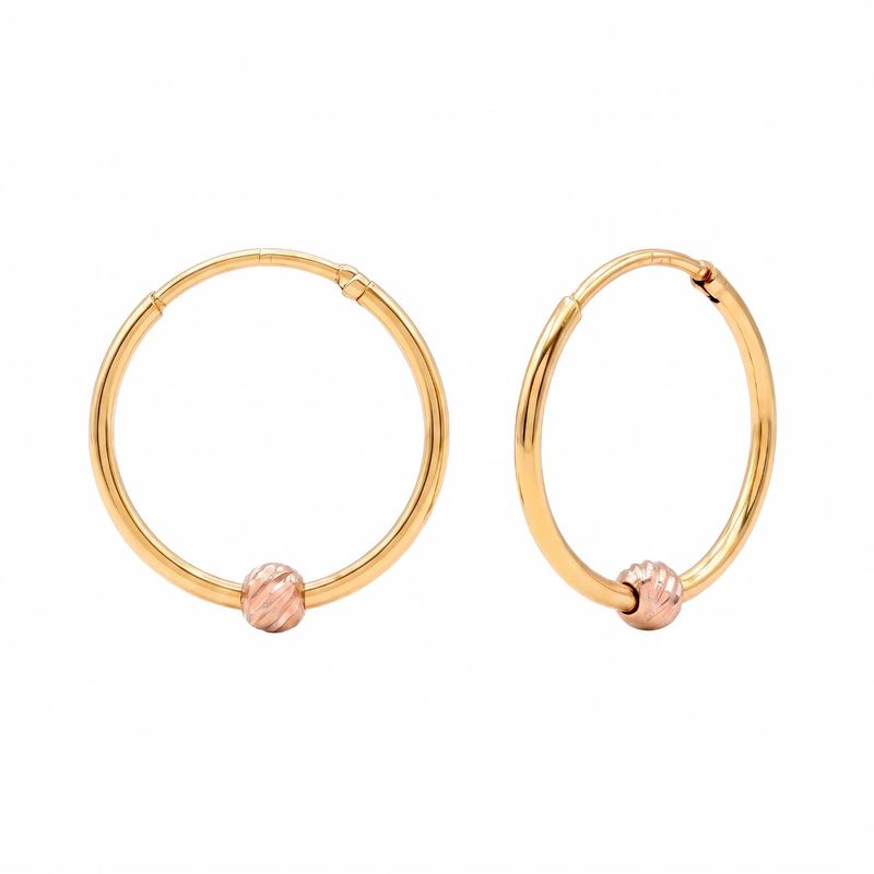 گوشواره حلقه‌ای طلا کم اجرت  18 عیار زنانه ناریا مدل تک گوی 1 کد t 23