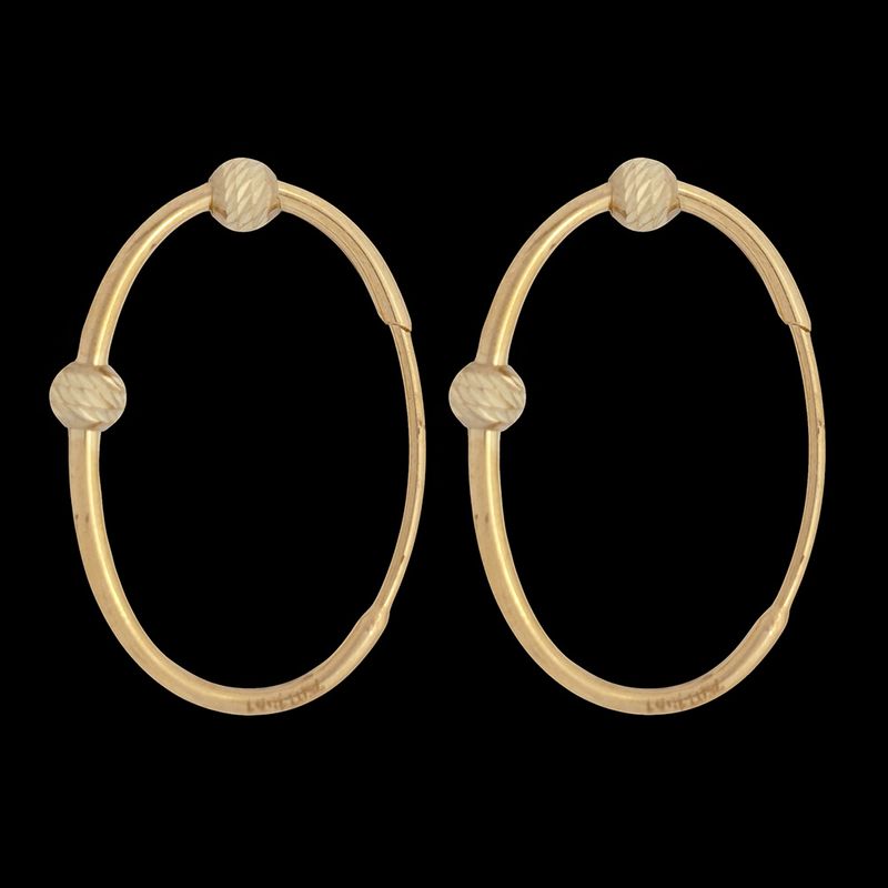 گوشواره حلقه‌ای طلا کم اجرت  18 عیار زنانه ناریا مدل منحنی 2 گوی کد f26