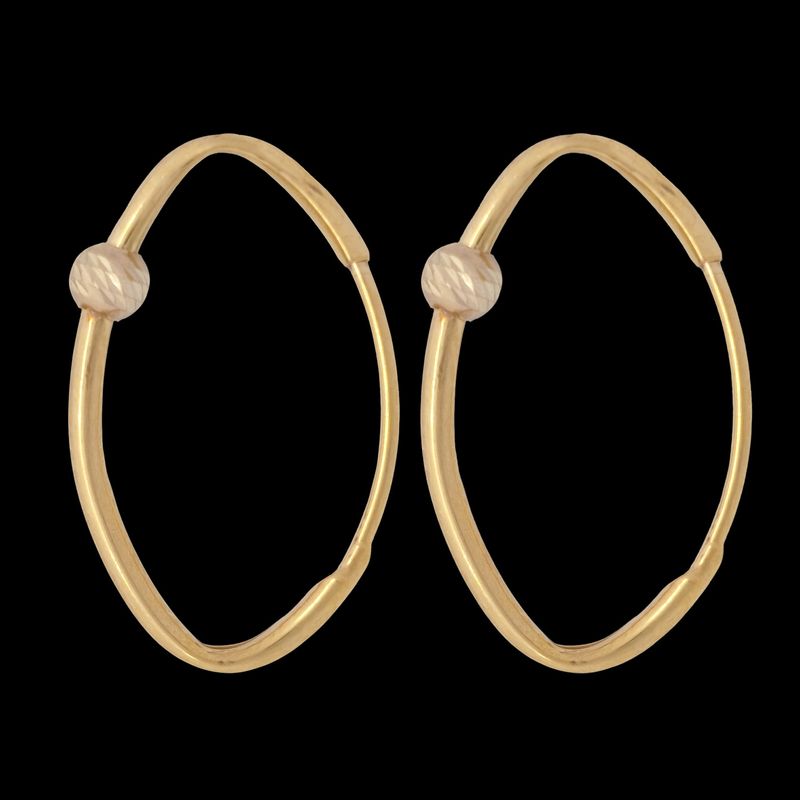 گوشواره حلقه‌ای طلا کم اجرت  18 عیار زنانه ناریا مدل چشمی 1 گوی کد f26