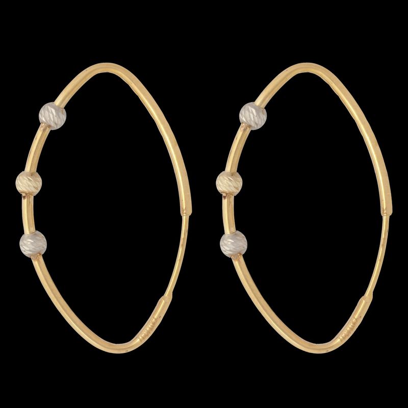 گوشواره حلقه‌ای طلا کم اجرت  18 عیار زنانه ناریا مدل چشمی 3 گوی کد f26