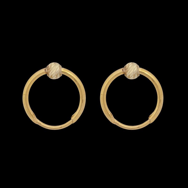 گوشواره حلقه‌ای طلا کم اجرت  18 عیار زنانه ناریا مدل کروی 1 گوی کد f26