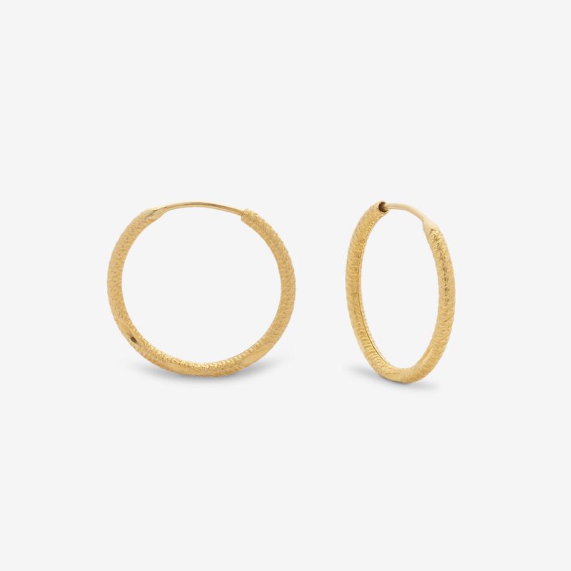 گوشواره حلقه‌ای طلا کم اجرت  18 عیار زنانه نگین مدل 24