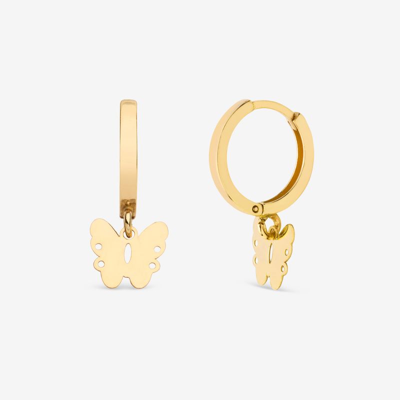 گوشواره حلقه‌ای طلا کم اجرت  18 عیار زنانه گالری طلا و جواهر هانی مدل باترفلای