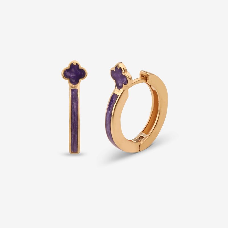 گوشواره حلقه‌ای طلا کم اجرت 18 عیار زنانه با طرح ونکلیف آرپلز گلدم مدل ونکلیفe244003