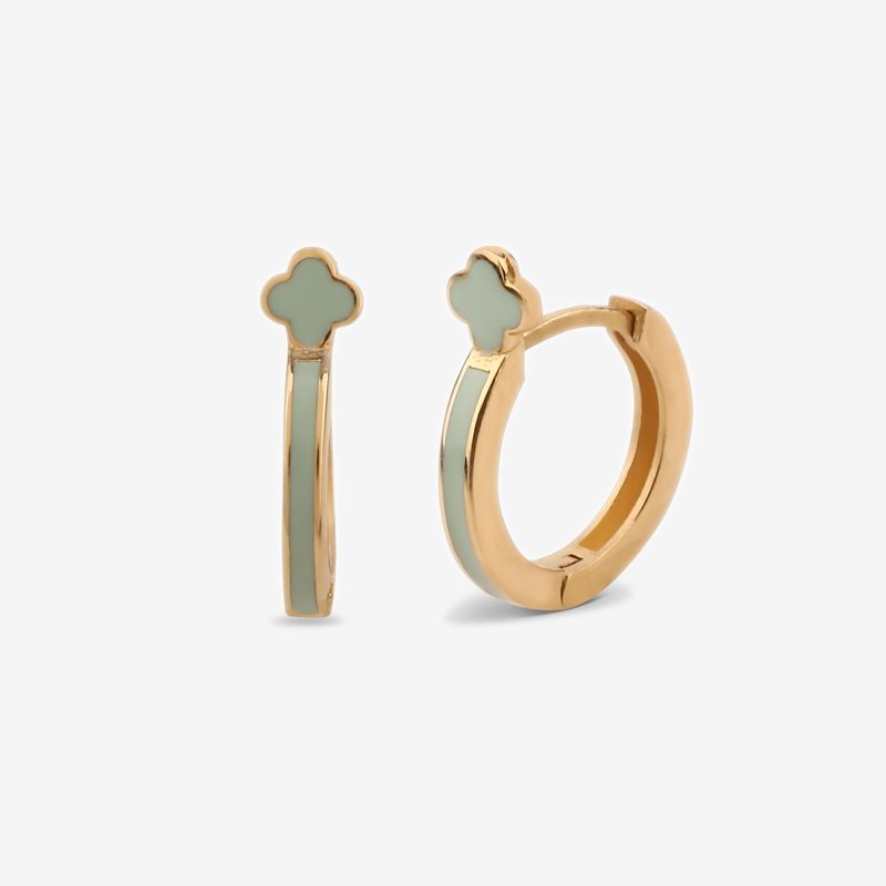 گوشواره حلقه‌ای طلا کم اجرت 18 عیار زنانه با طرح ونکلیف آرپلز گلدم مدل ونکلیفe244007
