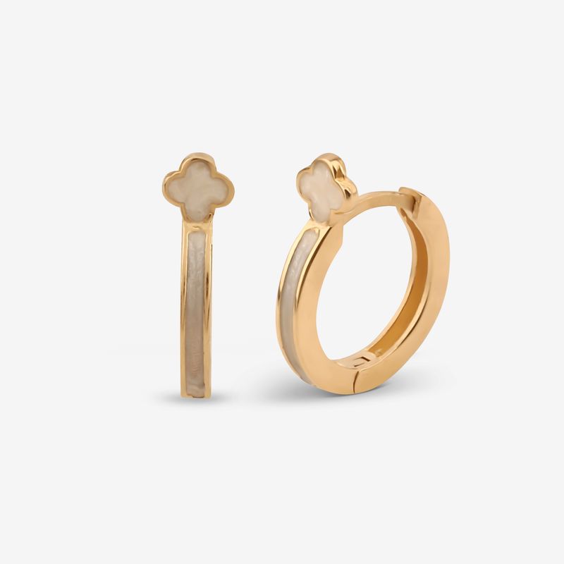 گوشواره حلقه‌ای طلا کم اجرت 18 عیار زنانه با طرح ونکلیف آرپلز گلدم مدل ونکلیفe244011