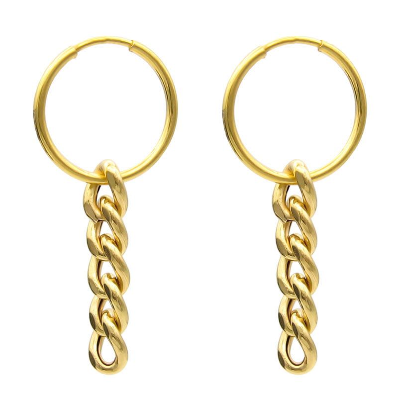 گوشواره حلقه‌ای طلا کم اجرت 18 عیار زنانه با طرح کارتیه کاپانی مدل kle021
