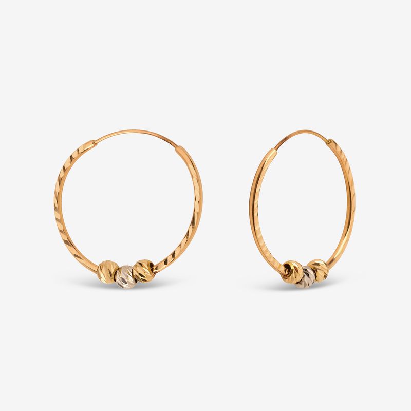 گوشواره حلقه‌ای طلا کم اجرت 18 عیار زنانه مطیع ها مدل 352