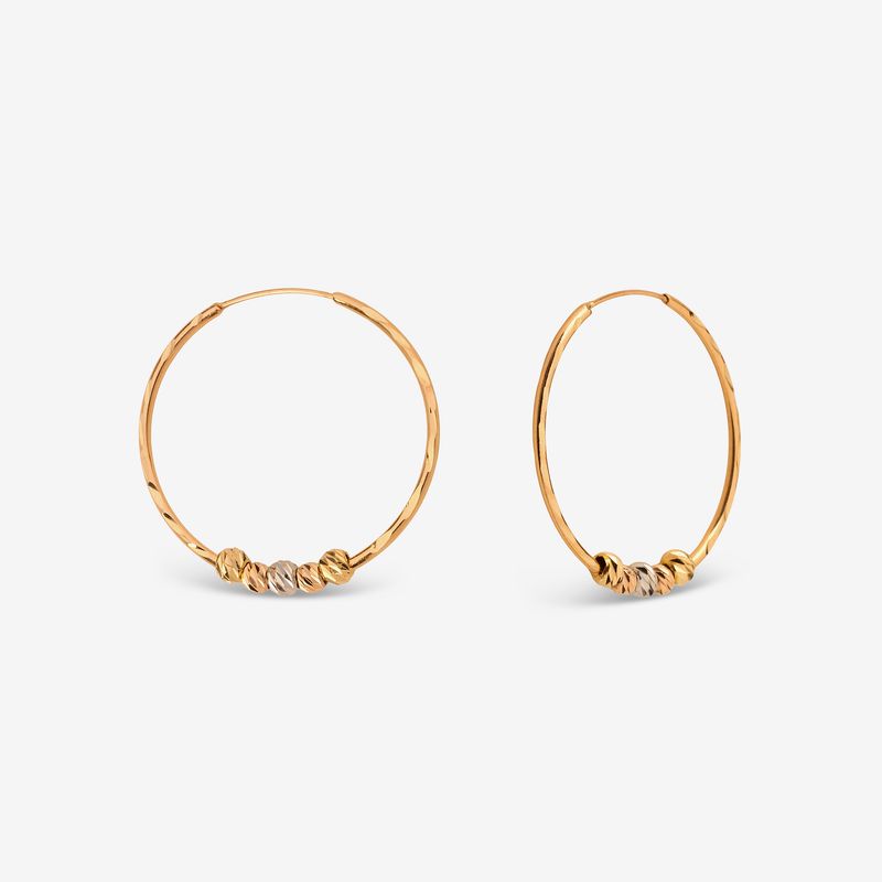 گوشواره حلقه‌ای طلا کم اجرت 18 عیار زنانه مطیع ها مدل 354