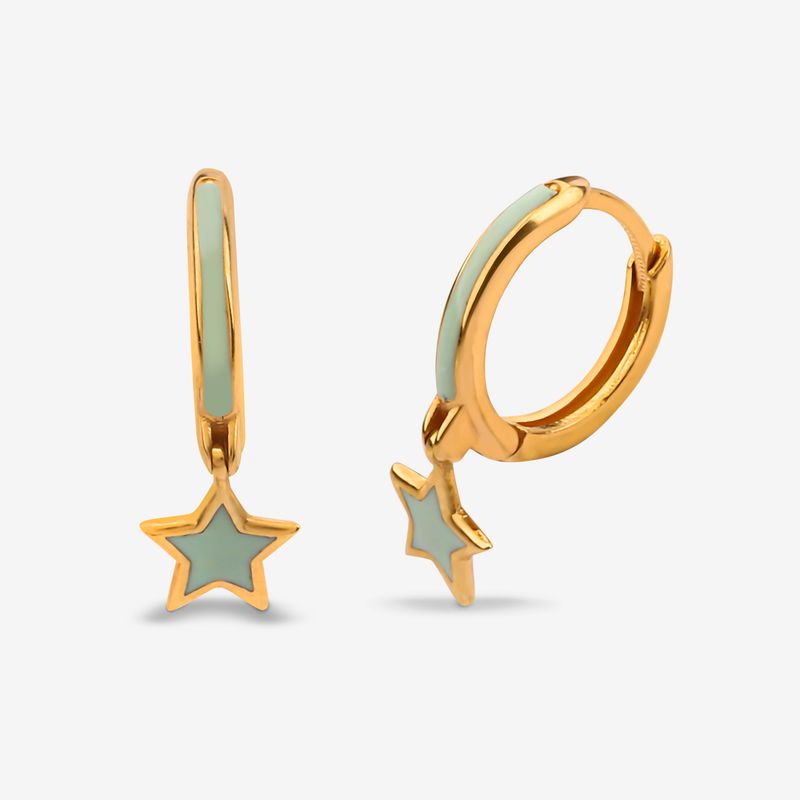 گوشواره حلقه‌ای طلا کم اجرت 18 عیار زنانه گلدم مدل ستاره e244019