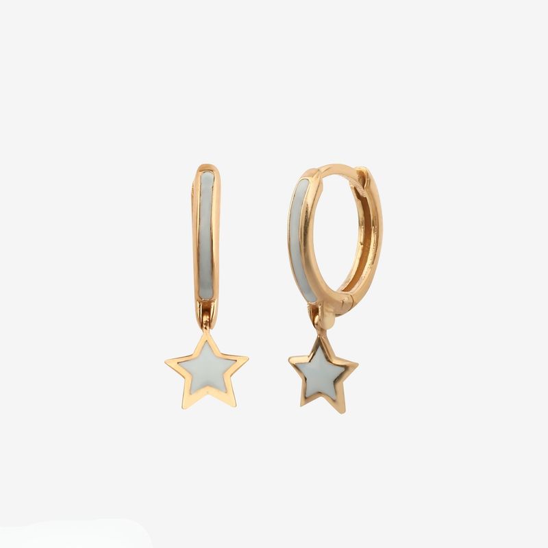 گوشواره حلقه‌ای طلا کم اجرت 18 عیار زنانه گلدم مدل ستارهe244008