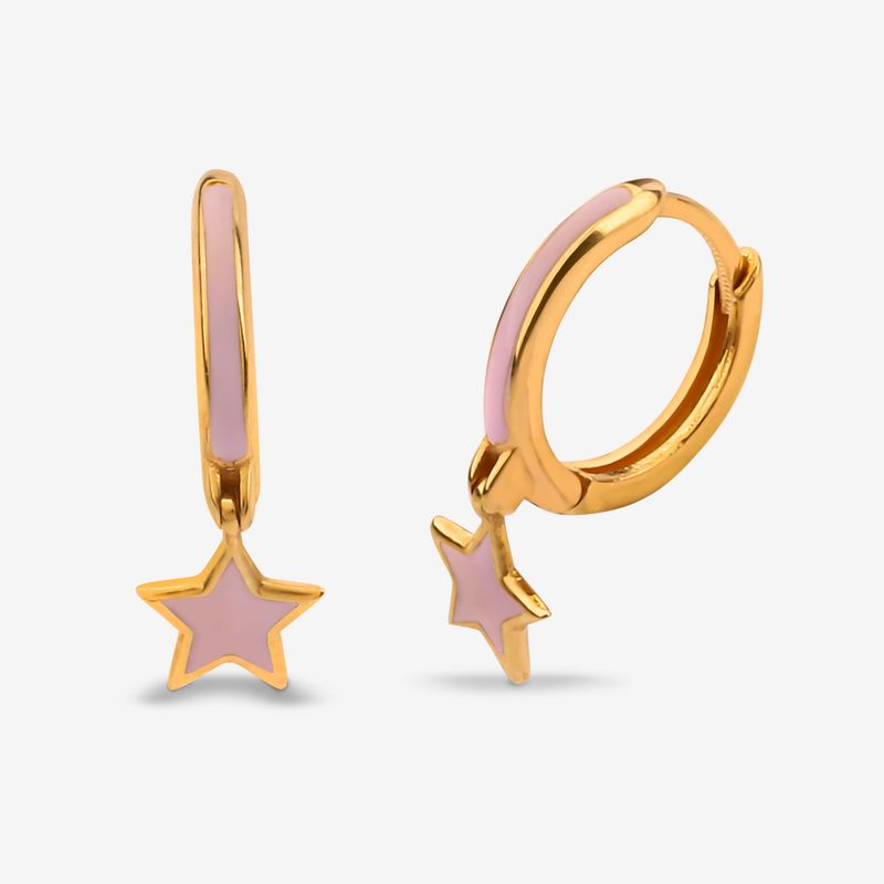 گوشواره حلقه‌ای طلا کم اجرت 18 عیار زنانه گلدم مدل ستارهe244015