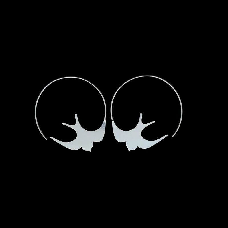 گوشواره حلقه‌ای نقره زنانه مدل پرنده