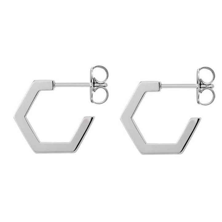 گوشواره حلقه‌ای نقره زنانه گیرا مدل hexagon کد g0705